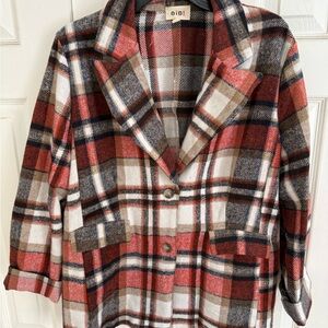 BiBi Women's Checkered Blazer - Red, Brown, White